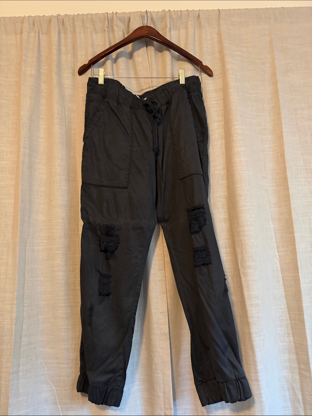 cloth & stone Navy Distressed Drawstring Jogger Pants